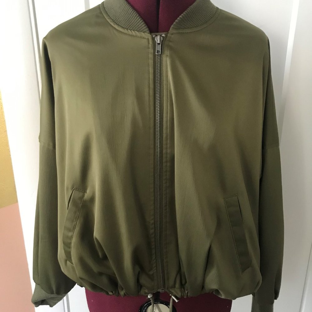 Olive Silky Bomber Jacket - Jack by BB Dakota
